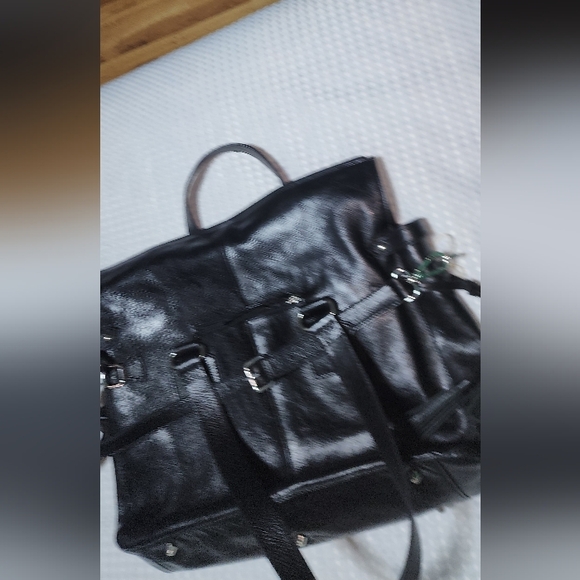 WILSON LEATHER EUC XL BLACK LEATHER BUSINESS TOTE WITH CROSSBODY STRAP - Picture 6 of 13